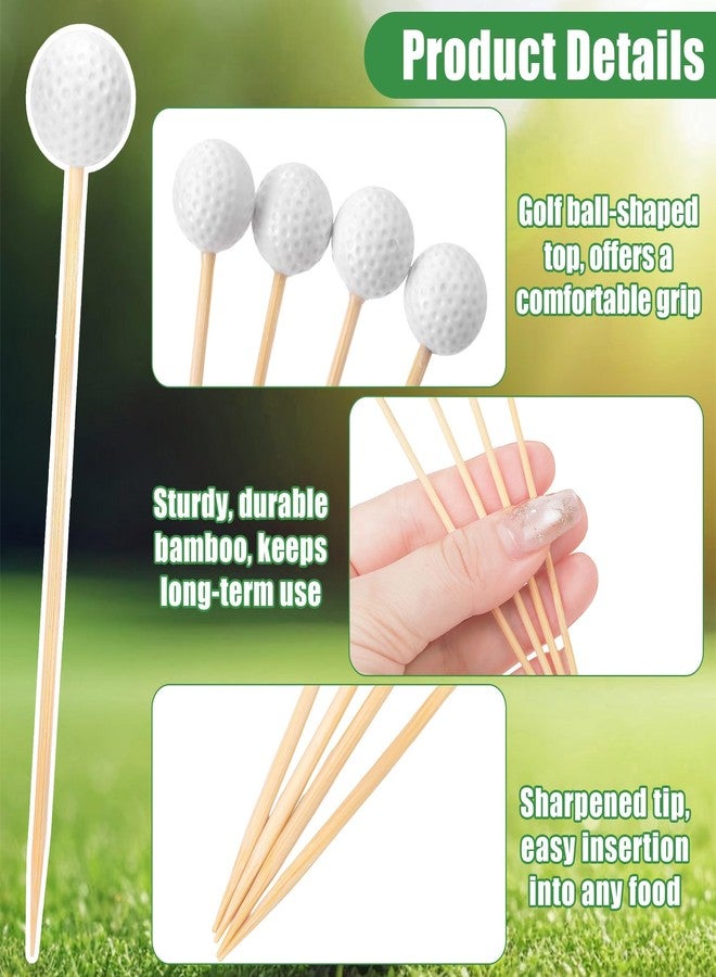 Aodaer 120 Pieces Golf Cocktail Picks, 4.72 Inch Golf-Themed Ball Toothpicks for Appetizers, Disposable Fruit Sandwich Bamboo Skewer Picks for Sports Party Decoration, Catered Events, Buffet Supplies - Image 3